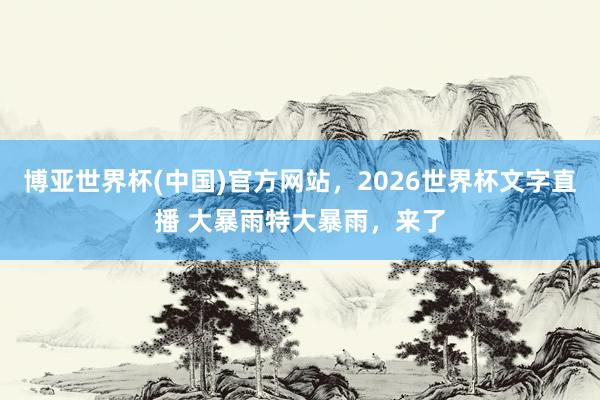 博亚世界杯(中国)官方网站，2026世界杯文字直播 大暴雨特大暴雨，来了