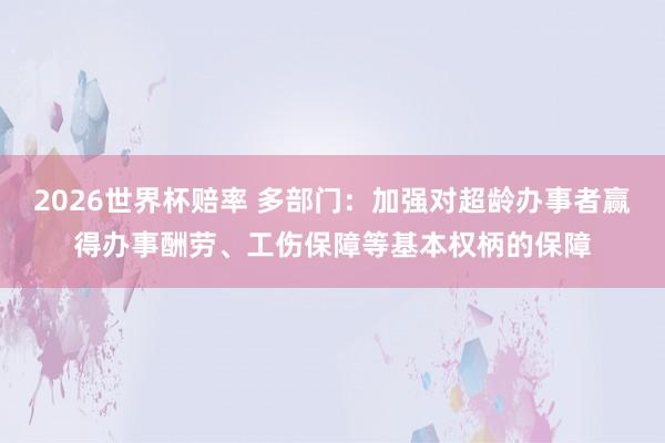 2026世界杯赔率 多部门：加强对超龄办事者赢得办事酬劳、工伤保障等基本权柄的保障
