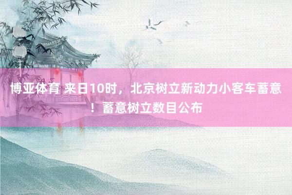 博亚体育 来日10时，北京树立新动力小客车蓄意！蓄意树立数目公布