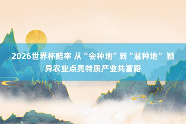 2026世界杯赔率 从“会种地”到“慧种地” 颖异农业点亮特质产业共富路