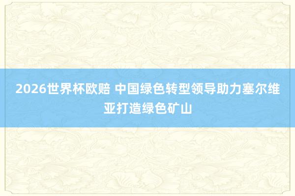 2026世界杯欧赔 中国绿色转型领导助力塞尔维亚打造绿色矿山