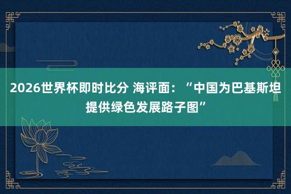 2026世界杯即时比分 海评面：“中国为巴基斯坦提供绿色发展路子图”