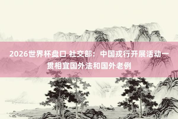 2026世界杯盘口 社交部：中国戎行开展活动一贯相宜国外法和国外老例