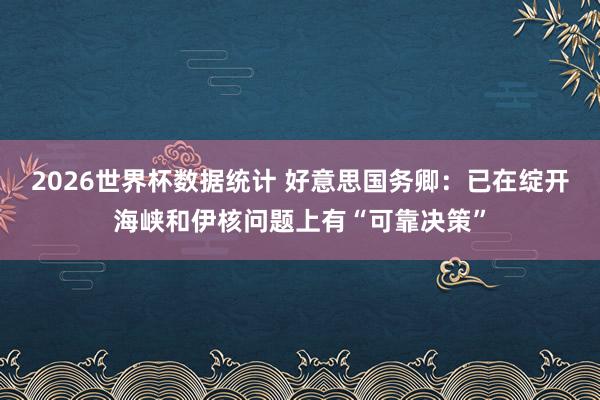 2026世界杯数据统计 好意思国务卿：已在绽开海峡和伊核问题上有“可靠决策”