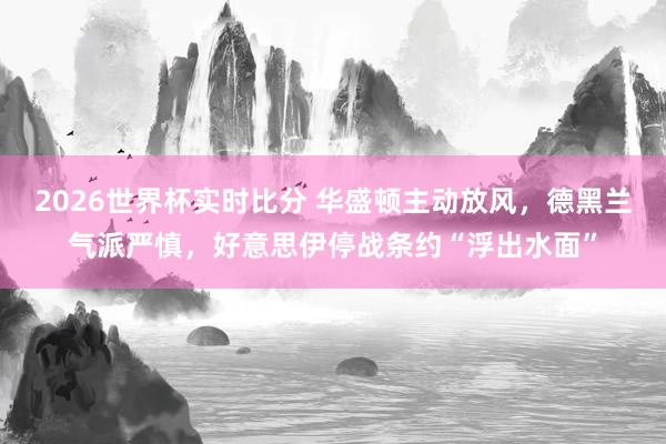 2026世界杯实时比分 华盛顿主动放风，德黑兰气派严慎，好意思伊停战条约“浮出水面”