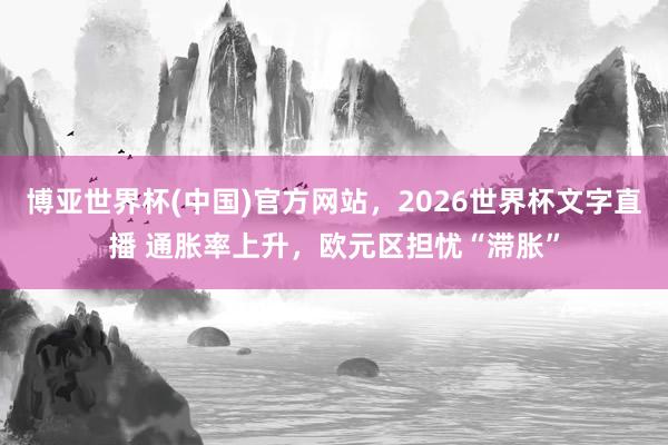 博亚世界杯(中国)官方网站，2026世界杯文字直播 通胀率上升，欧元区担忧“滞胀”