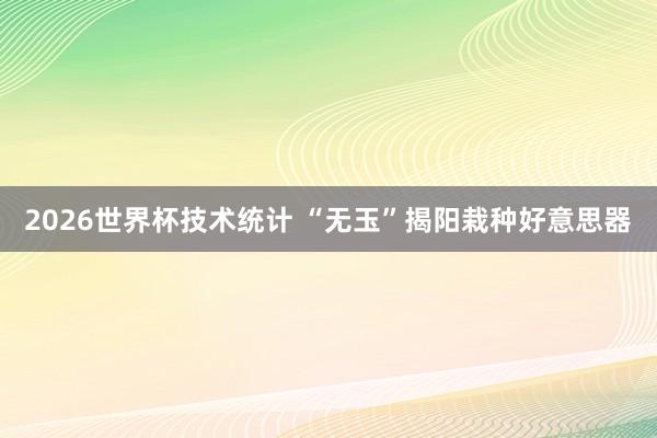 2026世界杯技术统计 “无玉”揭阳栽种好意思器