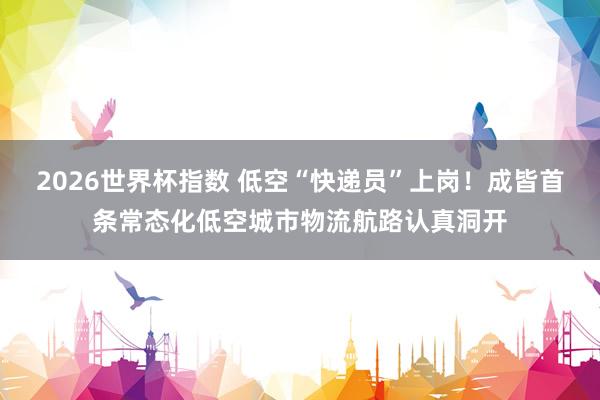 2026世界杯指数 低空“快递员”上岗！成皆首条常态化低空城市物流航路认真洞开