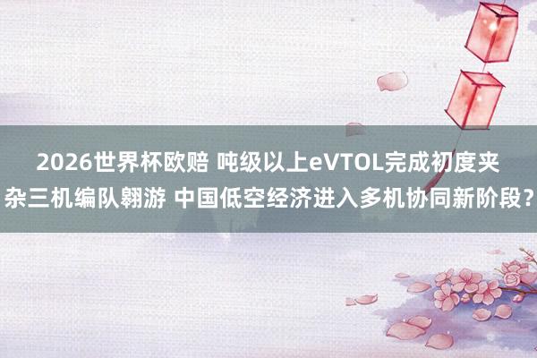 2026世界杯欧赔 吨级以上eVTOL完成初度夹杂三机编队翱游 中国低空经济进入多机协同新阶段？