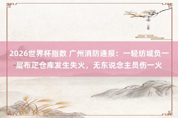 2026世界杯指数 广州消防通报：一轻纺城负一层布疋仓库发生失火，无东说念主员伤一火