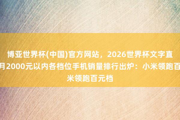 博亚世界杯(中国)官方网站，2026世界杯文字直播 4月2000元以内各档位手机销量排行出炉：小米领跑百元档