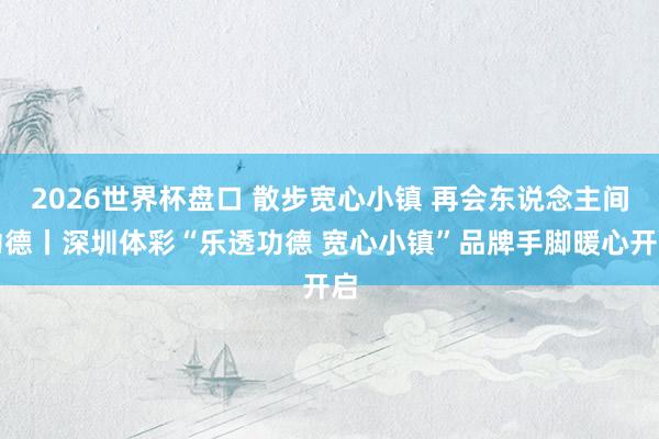 2026世界杯盘口 散步宽心小镇 再会东说念主间功德丨深圳体彩“乐透功德 宽心小镇”品牌手脚暖心开启