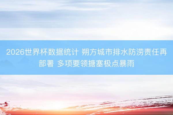 2026世界杯数据统计 朔方城市排水防涝责任再部署 多项要领搪塞极点暴雨
