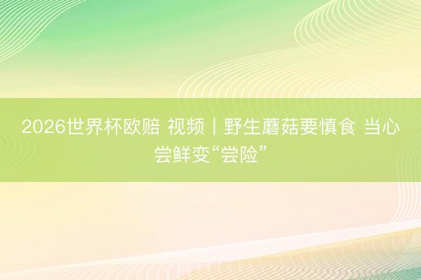 2026世界杯欧赔 视频丨野生蘑菇要慎食 当心尝鲜变“尝险”